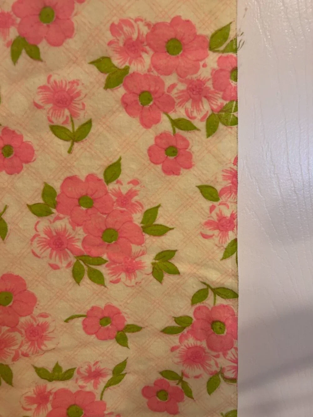 Vintage Flannel Pink and Yellow Fabric 44 x 72 inches
